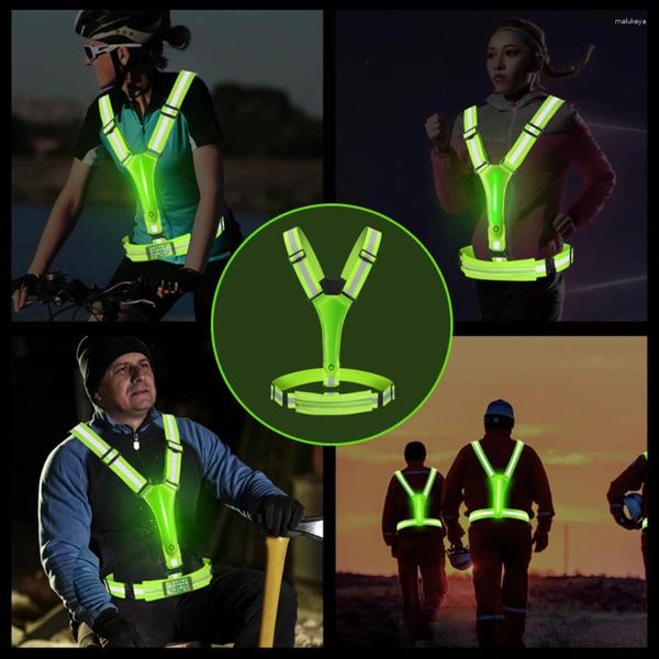 Motosiklet Giyim Led Yansıtıcı Yelek Işığı Çalışan Ayarlanabilir Bel/Omuz Güvenliği USB Kadınlar İçin Şarj Edilebilir Erkek Çocuklar