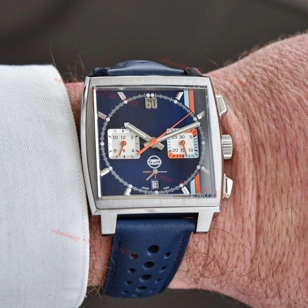 Original Heures Watch Herren Monaco Gulf Kaliber Designer Uhren hochwertige Luxusuhr für Männer Montre Dhgate Neue CBL2115.fc6494