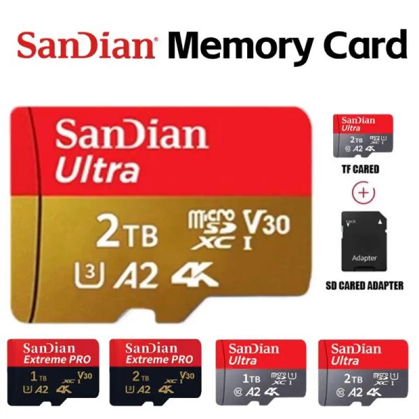 Schede schede di memoria originale 2 TB 1 TB 64 GB/U3/128GB/256GB/512 GB Micro SD/TF Flash Schede flash MicroSD U3 4K per la fotocamera per droni telefonici