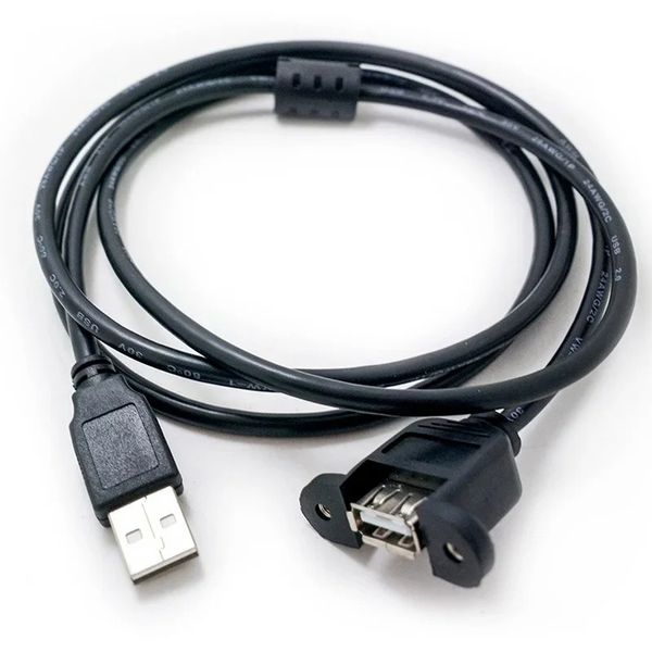 1,5 m USB 2.0 -Verlängerungskabel mit männlichem bis weiblichen Kabel mit Panel -Festmontierscheibe Lock -Lock -Anschlussanschluss für Computer