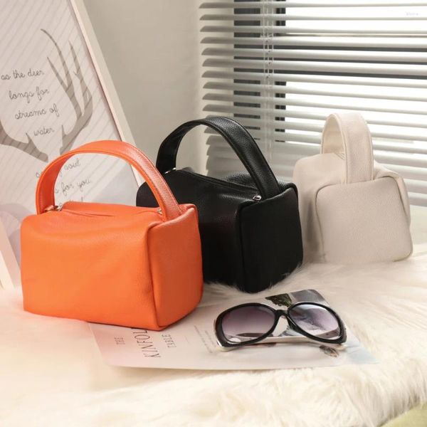 Omuz çantaları lychee desen turuncu kare tote çanta yüksek kaliteli PU deri kadın tasarımcısı çanta zinciri messenger seyahat