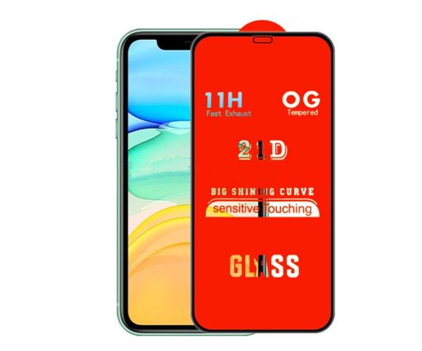 21D Full Cover Kleber Temeepered Glass Screen Protector für iPhone 11 Pro Max xr xs max x 6 7 8 plus für Samsung Galaxy A10 A20 Core 4970094