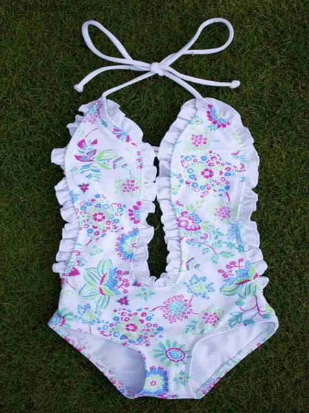 Tek Parçalı Çocuk Mayo 1 Yıllık Çocuk Mayo Kızları Çiçek Patchwork Yaz Bikini Mayo ve Mayo Q240418