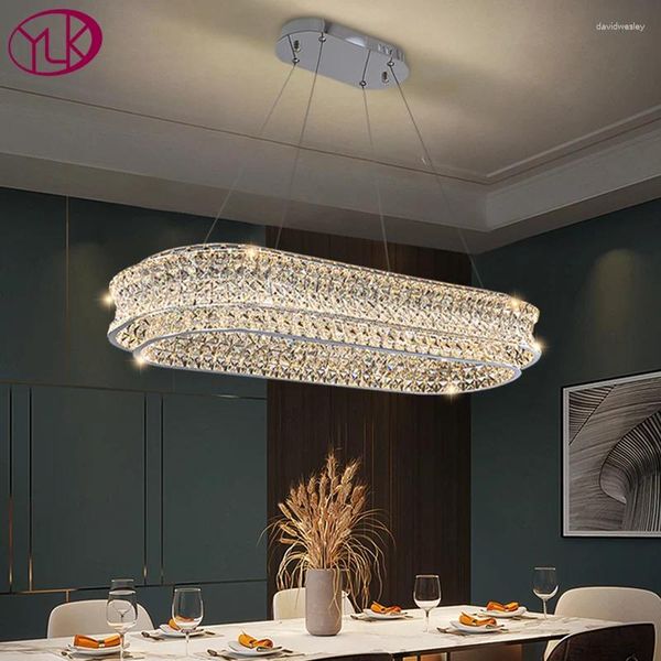 Lampadari sala da pranzo moderna a LED lampadario cucina di lusso isola appesa a cristallo lampada decorazione per la casa cromata/oro cistal lucentezza