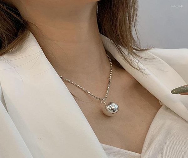 Cadeias Meyrroyu Sterling Silver Big Ball Pingente Colar para Mulheres 2022 Chain Clavícula Moda 925 Jóias Partem Cadena Hombre AD2359616