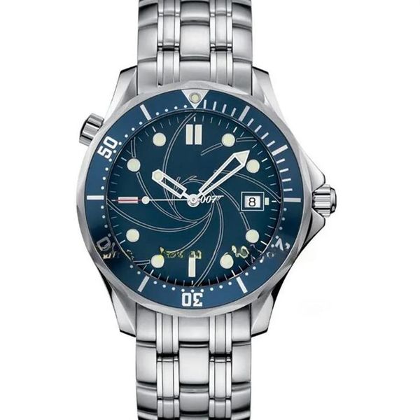 REAL PO Men's James Bond 007 Relógio Automático Men Dial Blue Dial Stainless Aço Casino Royale Limited Edition 41mm Bracelet MEC247314D