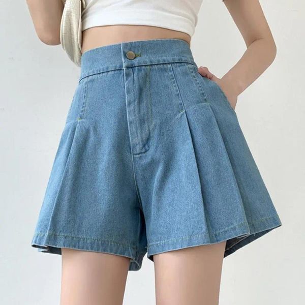 Shorts femminile Solid High High Whiter Jean Women 2024 Summer Casual Streetwear Ladies Docket Hem Denim