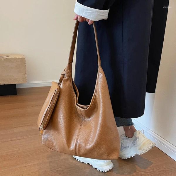 Hobo rahat yumuşak deri tek omuz çantası kadın moda klasik retro el çantası yüksek kapasiteli vintage sling için