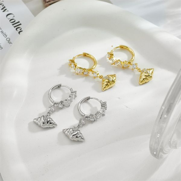 Orecchini per pane a tema Diamond Women's Edition coreano Instagram Instagram personalizzato in stile lungo 18k a orecchie zircone con fibbia per orologi