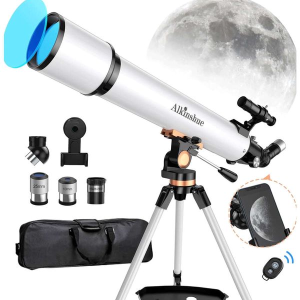 Explore as estrelas com precisão: 80mm Aperture 800mm Telescópio refratante para entusiastas e iniciantes de astronomia - lente de alta potência com tripé com tripé