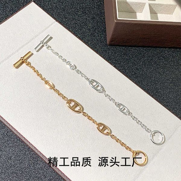 Высококачественный роскошный браслет H Nose Bracelet v Gold Choble Chain Cnc Advanced Precision Edition Универсальная высокая текстура