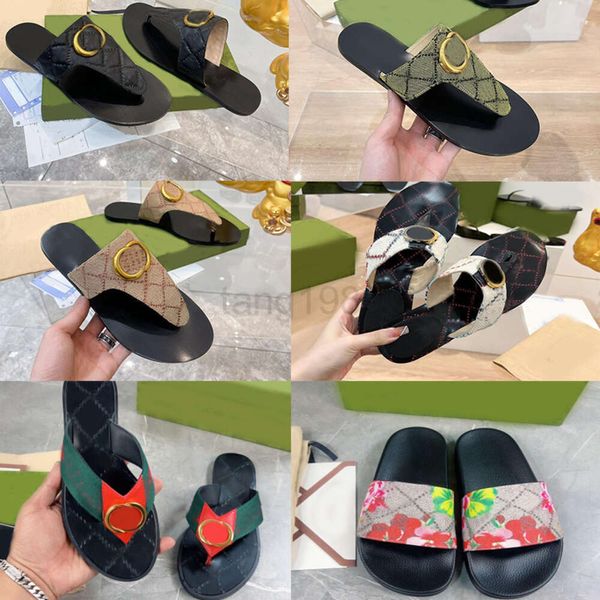 35-46 Designer Slipper Strand Leder klassisch geprägte ineinandergreifende Folien Tanga Sandalen Luxus Sommer Marine Web Pink Flip Flops Casual Sandale