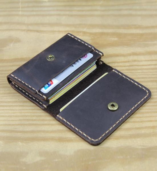 Handmade Vintage Genuine Leather Credit Card Card Men Small Wallet Mulheres Burse Coin Buiness Caso Caso Crazy Horse Cowhide Mal4447698