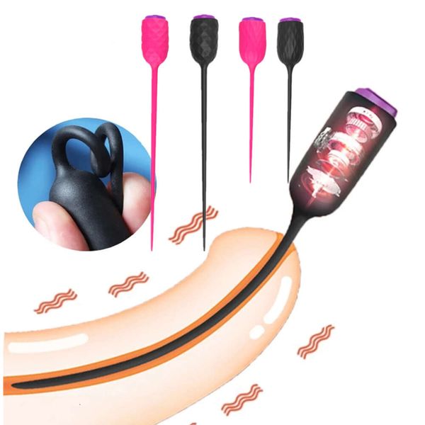 Vibratori dal suono uretrale 10 velocità di dilatatori uretrali cateteri Inserimento silicone plug del pene giocattoli sexy per uomini plug uretra