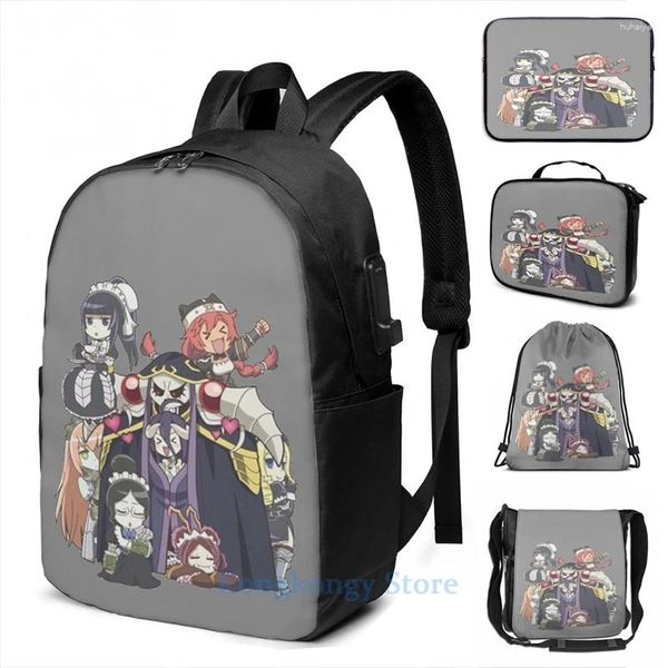 Zaino Funny Print Graphic Overlord - Grande tomba di Nazarick USB Charge Men Borse da donna Bag Bag Travel Laptop Laptop