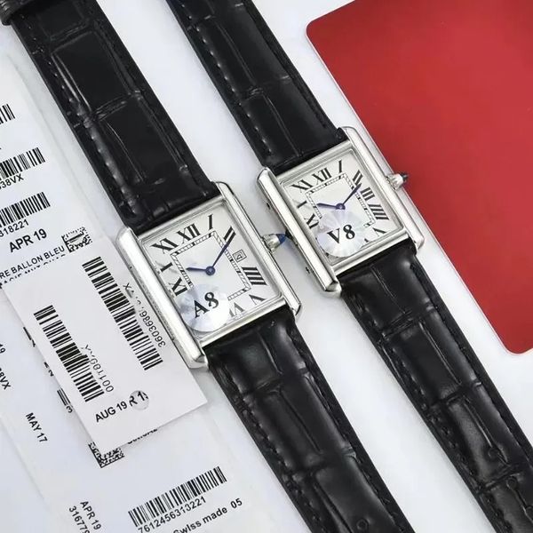 U1 Top-Grade AAA Classic Elegant Designer Watch Mode Quarz Bewegung Square Tank Frauen Gold Silber Uhren Montre de Luxe Lederband Armbandwatch 9t62