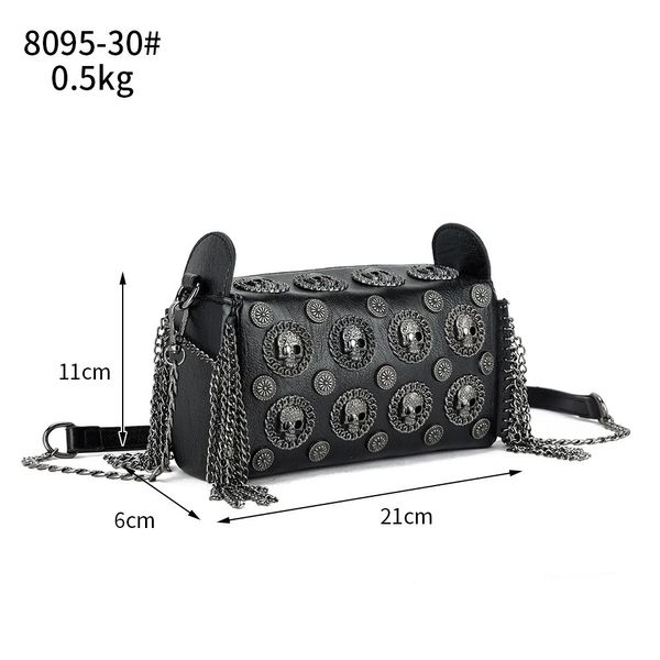 Guangzhou Factory Skull Skull Rivet Tassel Fringe Bolsa Bolsa Bolsa Bolsa Crossbody 240407