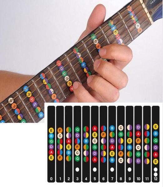 Guitarra -braço notas de mapa Etiquetas de adesivo Decalques FRET FRET PARA 6 String ACOTICE ELECTRIC Guitarra6438116