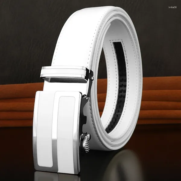 Cintos de alta qualidade Casual White Automático Designer de fivela Men Fashion Luxury Cowskin Leather Genuine Young CEINTURE HOMME