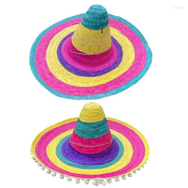 Supplência de festa 652f Straw Sombrero Hat Fiest Mini Mexicans