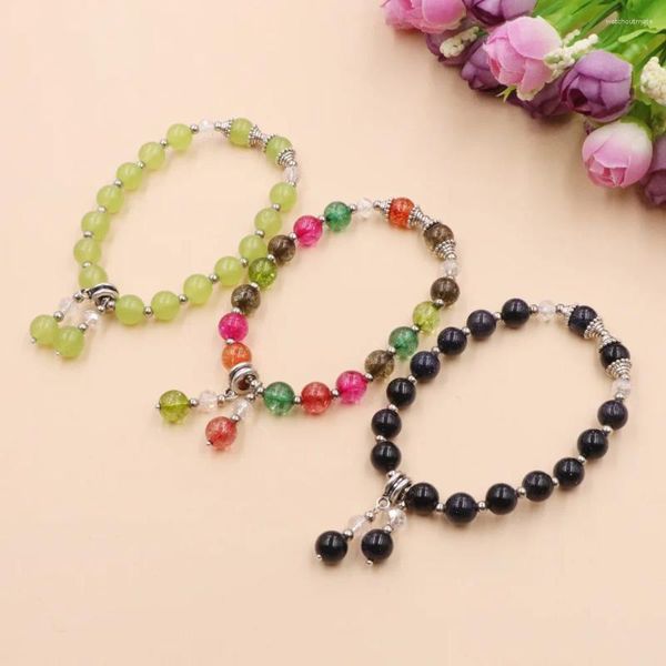 Bracelets de charme Madeiras de pulseira artesanal Breads Crystal Stone Tourmaline Jades Healing for Women Girls Bangle Yoga Jóias B374