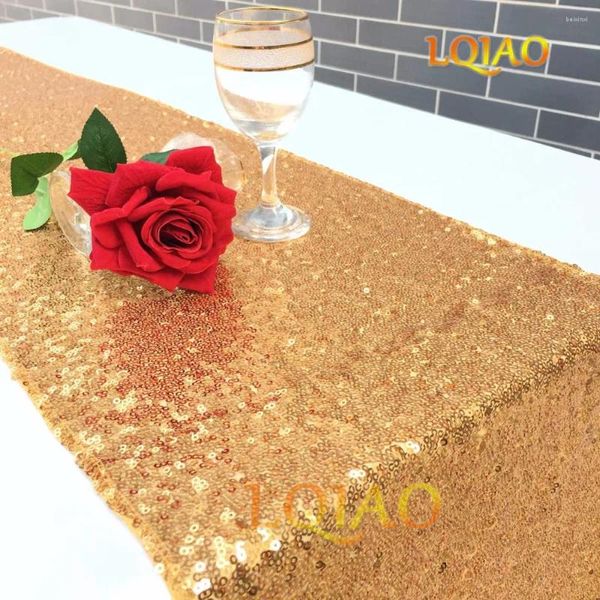 Table Runner 30x180cm Glitter Gold Champagne Silver Lantejada Tocada de mesa Decoração em casa Decoração de tecidos estofados