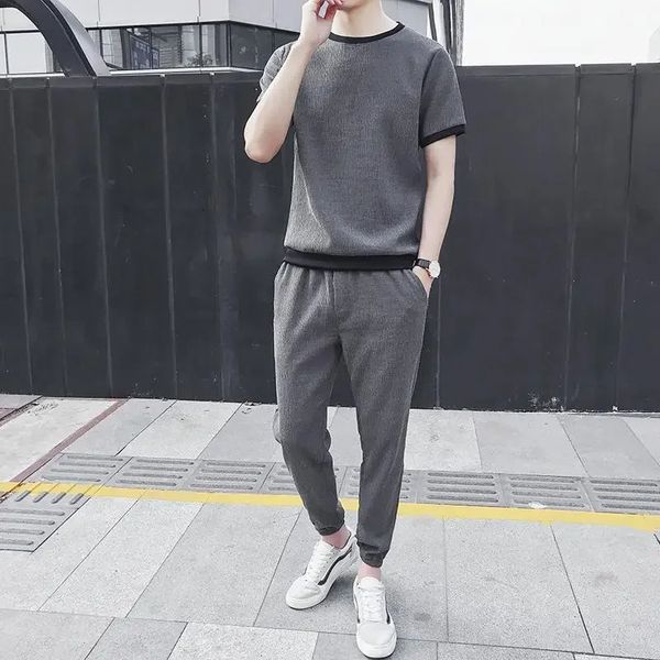 Tracksuit Fitnesshosen Sets Sportswear Sports Anzüge Original männliches T -Shirt No Top Grey Clothes for Men Brands S Cool Casual XL 240403