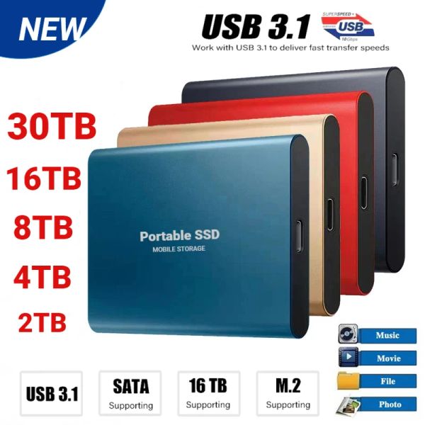RECOLO PORTATABILE SSD SSD 2TB Drive a stato solido esterno da 8 TB ad alta velocità USB3.1 Disco rigido M.2 Disk di archiviazione interfaccia Typec per PC Laptop Mac