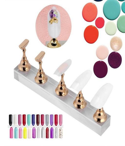 Ложная подставка для ногтей Держатель SetNail Art Practice Holder Gold Magnetic Nail, показывающий защиту на юбке Holdermanicure 3296505