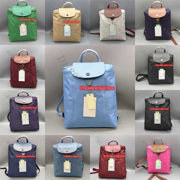 Verkauf hochwertiger Handtasche Tasche Großhandel Brieftasche Mode faltende französische Taschhe -Rucksack Nylon Frauen 70 -jähriges Jubiläum Luxus Stickerei Horse Geldbörse Designer