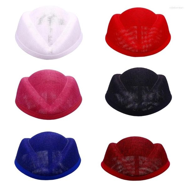 Boinas femininas imitação linho fascinadoras chapas de gaxeta comissária de bordo redonda DIY Solid French Headwear