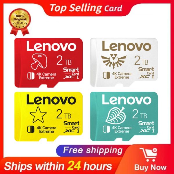 Cards Lenovo 2TB Class10 SD Memória Card A2 V30 Micro TF Memórias de cartão SD 1TB 512GB 256GB 128 GB Flash SD Card para Nintendo Switch Games