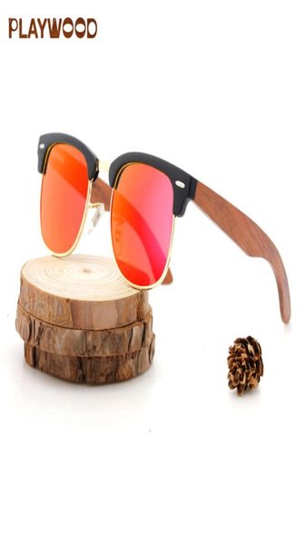 2021 Neues Design Halbrahmen Brillen Bambus Sonnenbrille polarisiert UV400 Holz Sonnenbrille5501496