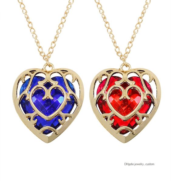 Аниме -игра Zelda Legend Jewelry Jewelry Hallow Золотое рамка Акриловое ожерелье сердца женщин с длинной цепной ожерельями Colar2063205