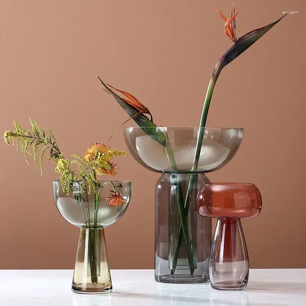 Vasos Mesa de vidro de casamento Handicraft Handicler Flower Luxury Transparente Sala Decoração Hidropônica de Vaso de Valor Domínio Hidropônico