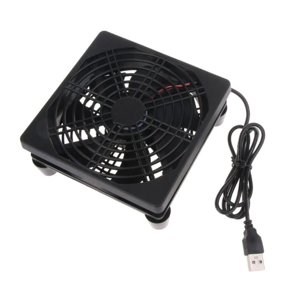 Pads Fan do roteador Diy PC Cooler caixa da caixa de resfriamento silencioso silencioso 5V Base de resfriamento de resfriamento de energia USB 120x55mm rede de proteção