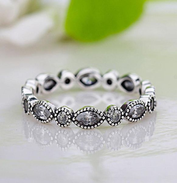 Großhandel neuer europäischer Retro Diamond 925 Silber Signature Pave Round Ring Fit Cubic Zirkonia Jubiläum Schmuck für Frauen RINs 7594907