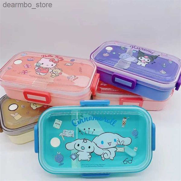 Bento Boxes Super Kawaii Cartoon Kuromi a doppio reticolo per pranzo in plastica in plastica in plastica a microonde di medie dimensioni Melody portatili melodys Bento Boxes L49