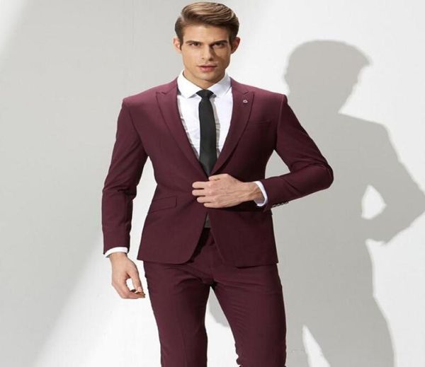 Nuovo elegante smoking da sposa da design smoking da un pulsante bordeaux cuscinetto da giro per culo da uomo abiti da matrimonio da uomo giacca jackespantstie 9157810979