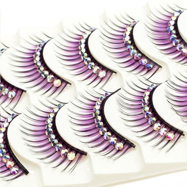 Ciglia false trucco 5 coppie color glitter scintille di diamanti sferzate festa cosplay halloween ciglia naturali lunghe spesse