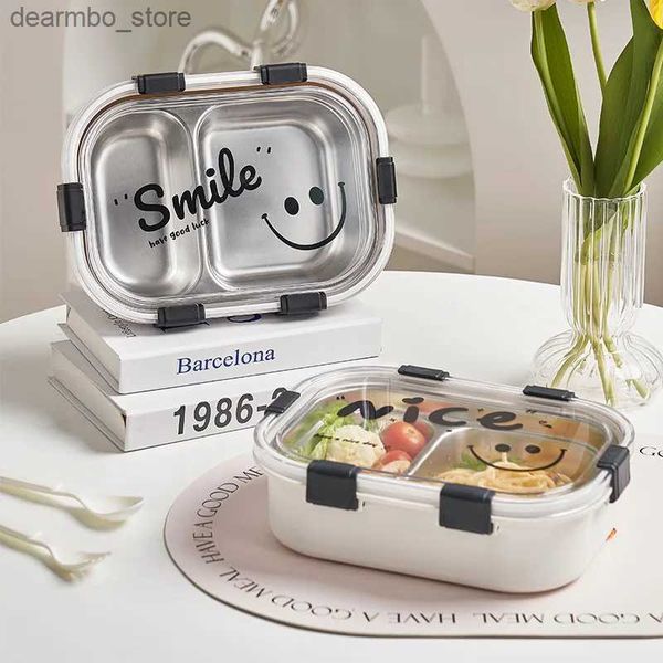 Bento scatole adorabili scatole per pranzo in acciaio inossidabile sorriso bel contenitore bento contenitore a prova di perdite.