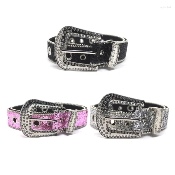 Cinghia Cash Casual Temperament per adulti paillettes Full Wilit Western Cowgirl Cowboy Fashion Belt for Jeans Skirt Dropship