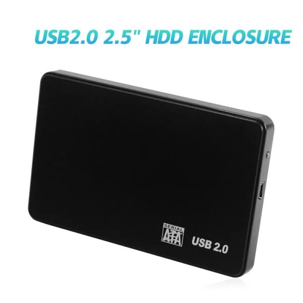 Gabinete USB 2.0 HDD Caixa de disco rígido externo de 2,5 polegadas SATA SATA SSD Janela de suporte de transmissão de alta velocidade Mac Android