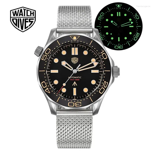 Начатые часы WatchDives WD007 Titanium nttd Dive Watch NH35 Автоматические движения сапфир 100м водонепроницаемые часы Супер светящиеся наручные часы