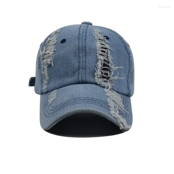 Caps de bola Caps unissex Vintage Capinho de beisebol de jeans vintage Estudado Hole rasgado Viseira respirável ao ar livre Snapback Chapéu