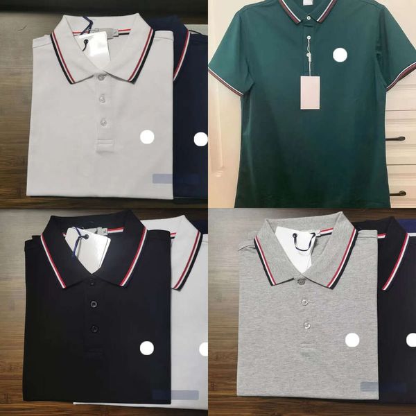 Designer de camisa de polo mensal T Nova tendência Homens bordados de cor sólida listrada marca de lapela de manga curta camisetas de pólo