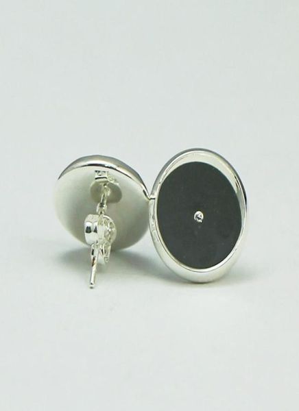 Base per orecchie di percote per talloni in arrotetto in argento a bottone rotondo per orecchini in bianco e orecchini a orecchie da 12 mm cabochons o ID resina 8264732675