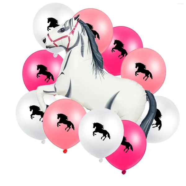 Decoração de festa 11pcs Balão de cavalo Conjunto de balões de cowboy multicolorido para cowgirl Horsembanship Club Supplies Theme Birthday Birthday