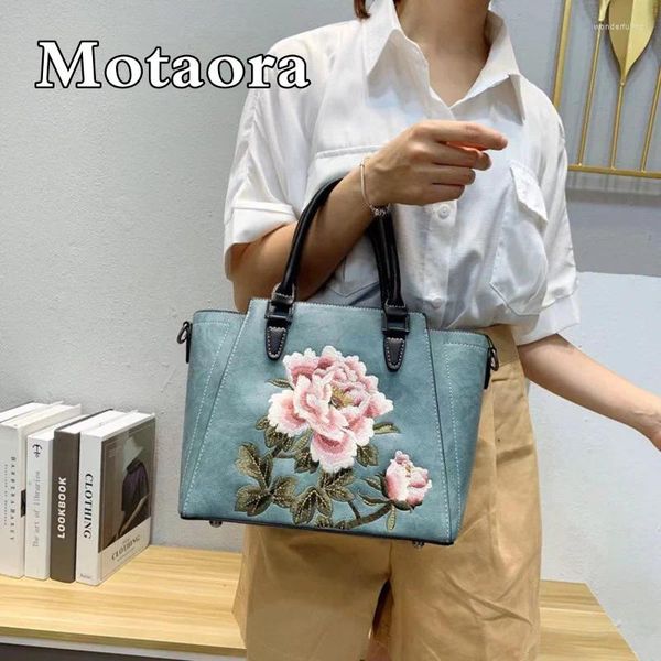 Abendtaschen Motaora Damen Umhängetasche Leder Hand für Frauen 2024 Stickereien Blumen Damen Handtaschen Chinesische weibliche Handtasche