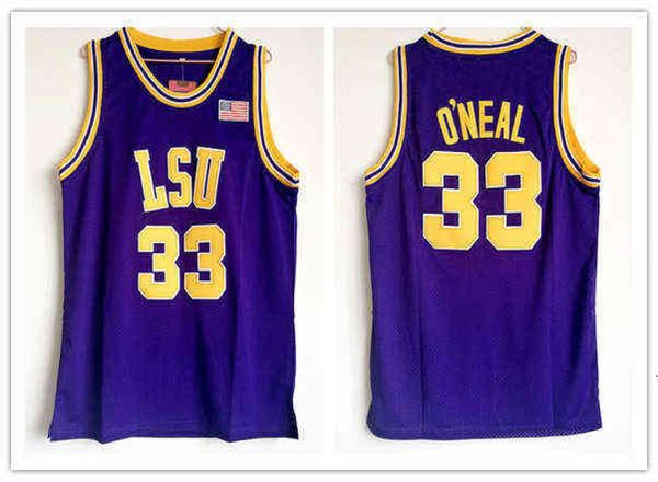 Jersey Shaq LSU Jersey Jersey Retro College Jersey 32 Amarelo Bordado de Bordado Purple Men Jerseys6542565